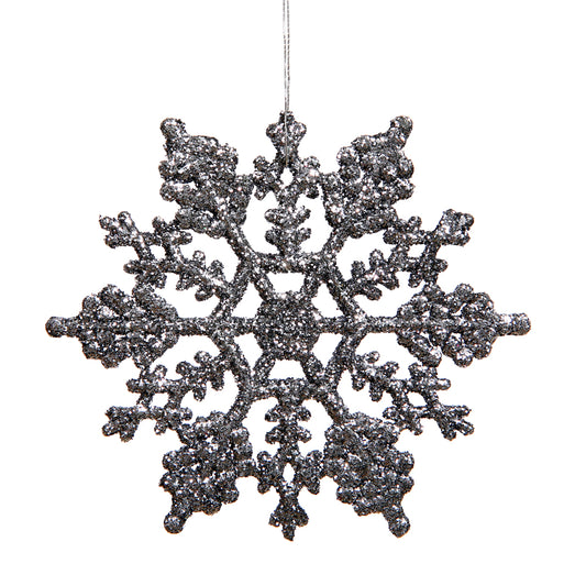 Vickerman 6.25" Pewter Glitter Snowflake Christmas Ornament 12 per Box
