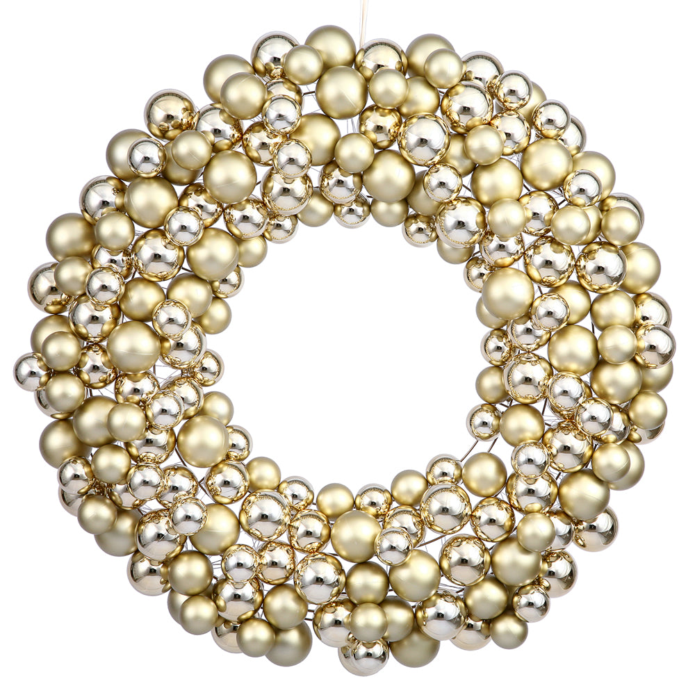 Vickerman 36" Gold Shiny and Matte Ball Wreath