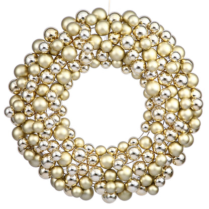 Vickerman 36" Gold Shiny and Matte Ball Wreath