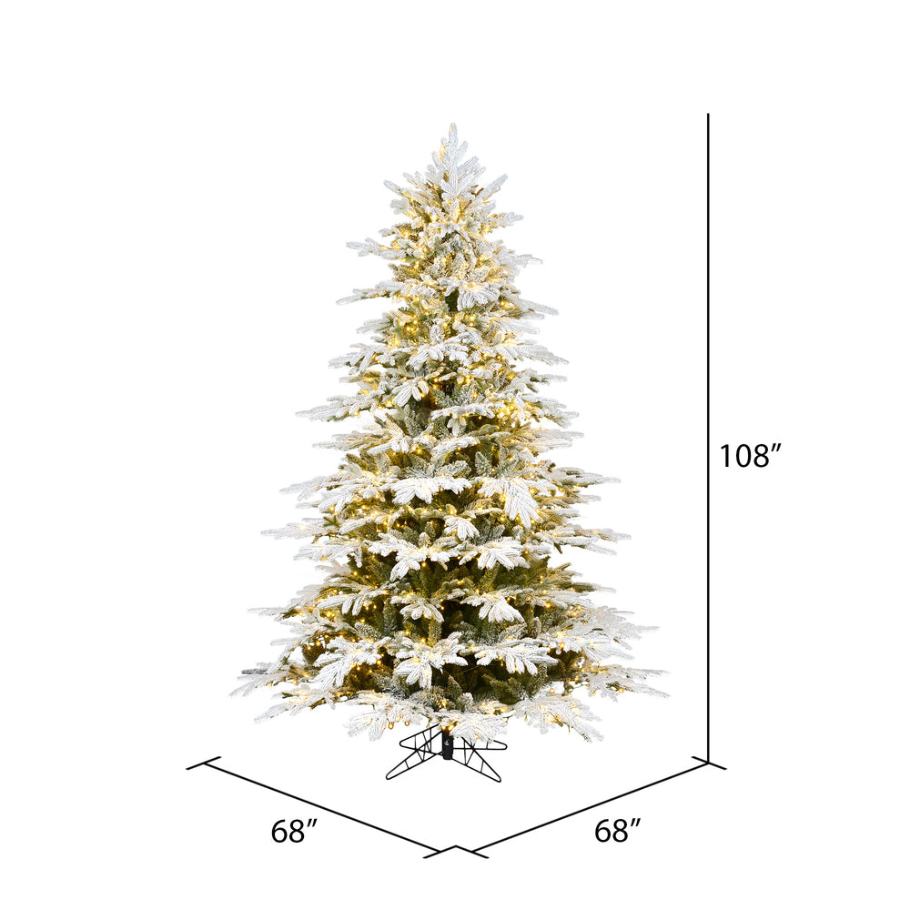 Vickerman 9' x 68" Flocked Kamas Fraser Artificial Christmas Tree, Warm White Dura-Lit® LED Lights