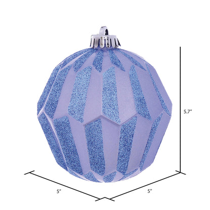 Vickerman 5" Periwinkle Glitter Faceted Ball Ornament 3 per Bag