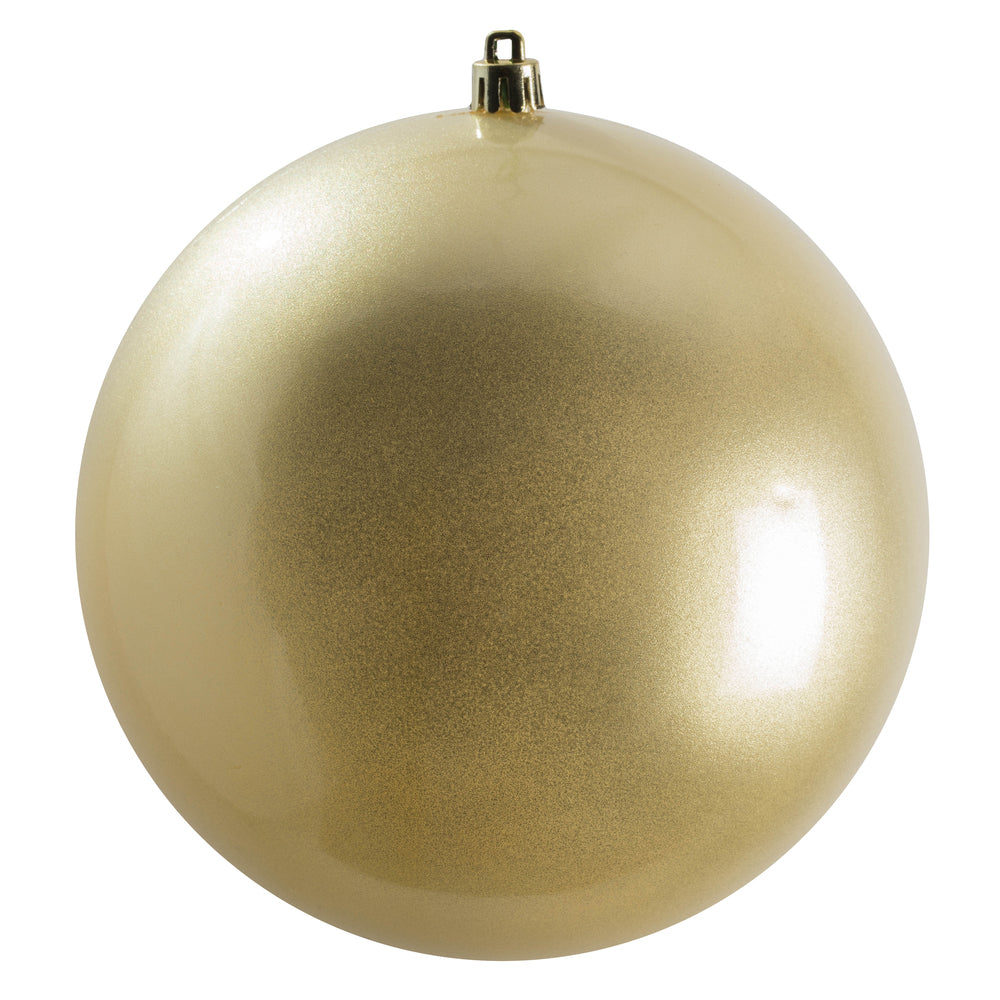 Vickerman 6" Champagne Candy Ball Ornament 4 per Bag