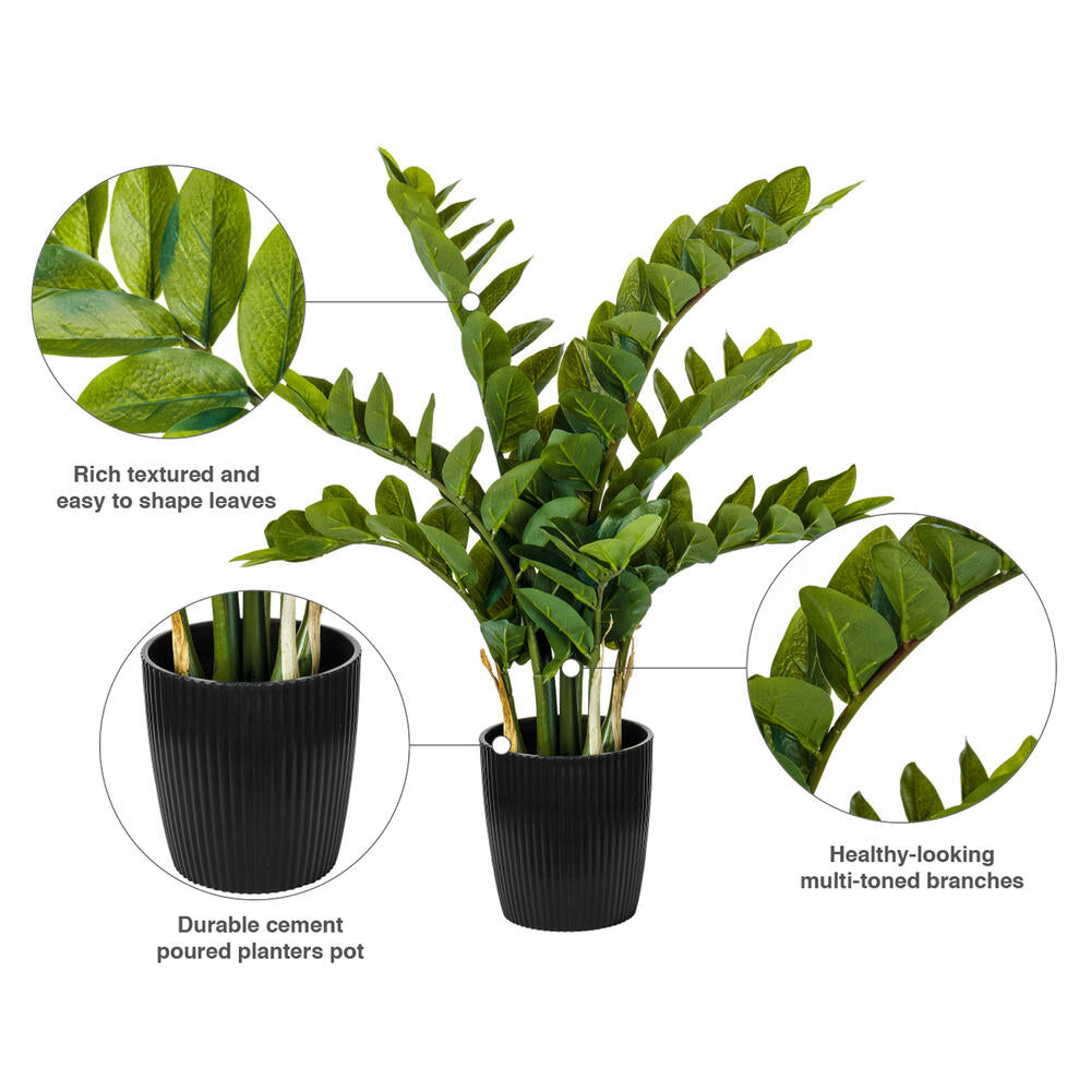Vickerman 28" Potted Green Zamifolia Artificial Bush.
