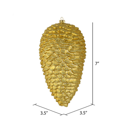 Vickerman 7" Gold Matte Glitter Pinecone Christmas Ornament 4 per pack