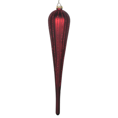 Vickerman 11" Burgundy Matte Glitter Drop Christmas Ornament Set of 3