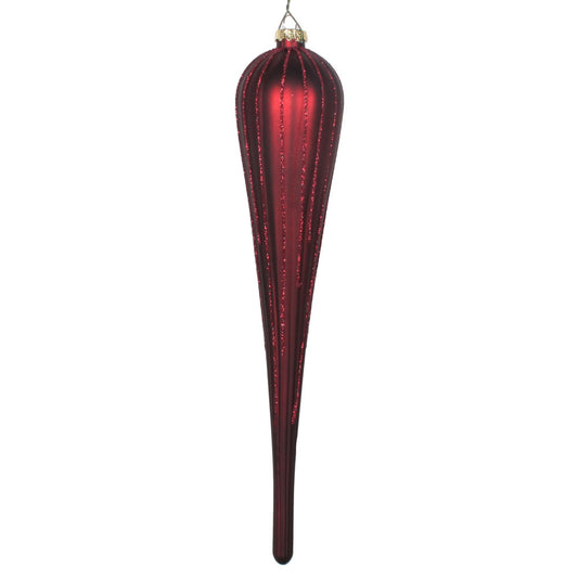 Vickerman 11" Burgundy Matte Glitter Drop Christmas Ornament Set of 3