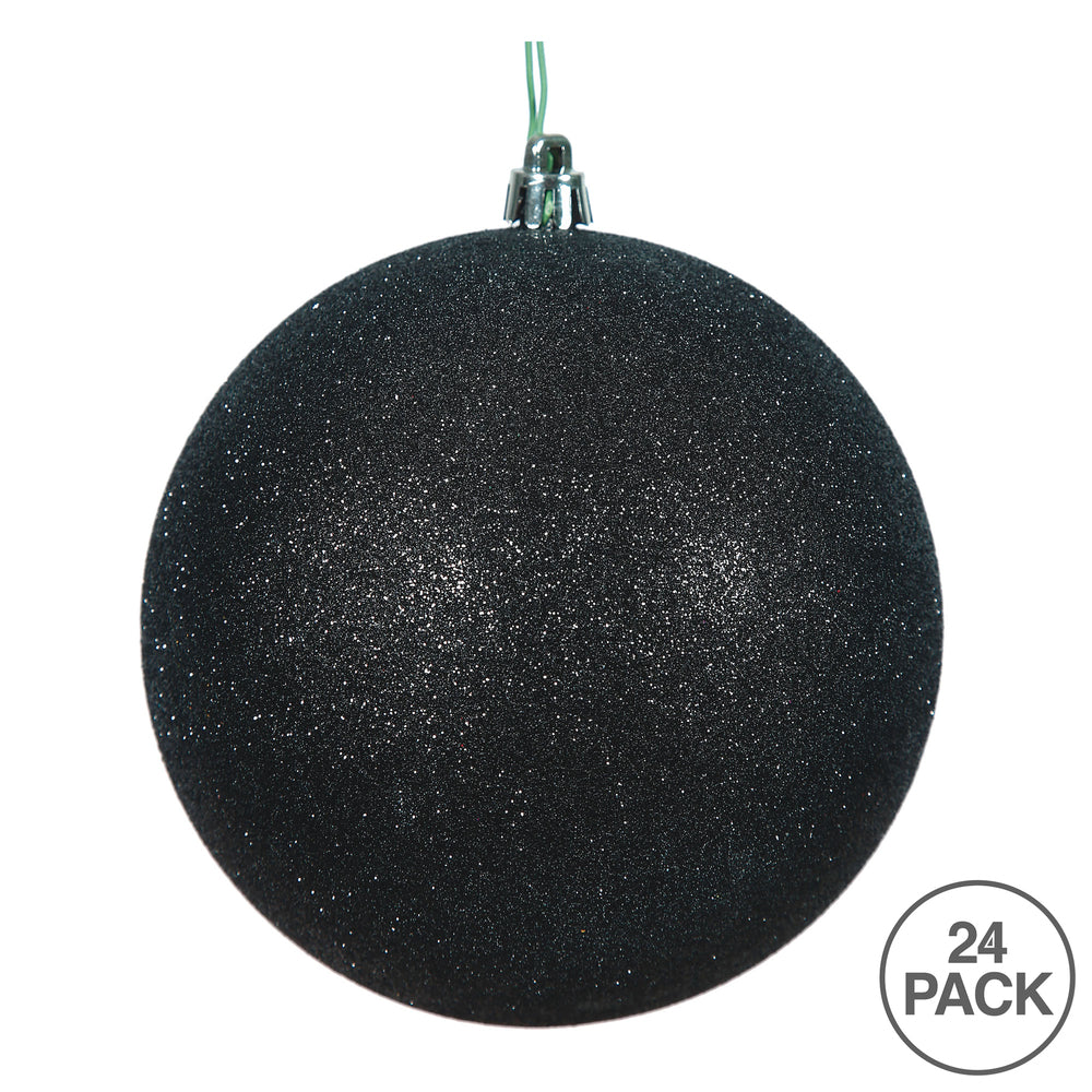 Vickerman 2.4" Black Glitter Ball Ornament 24 per Bag