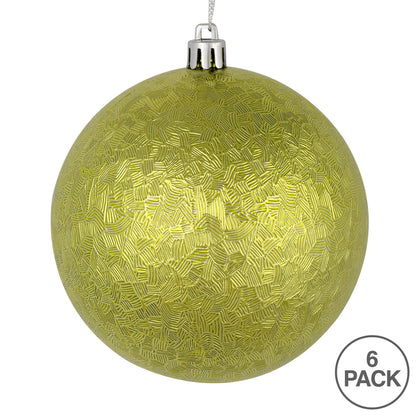 Vickerman 4" Lime Brushed Ball Ornament 6 per Bag