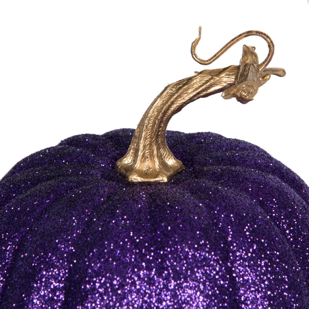 Vickerman 8" Purple Pumpkins Set of 3. Three pieces assorted Fabric pumpkin with polystyrene inner.