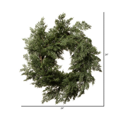 Vickerman 24" Artificial Green Cypress Wreath