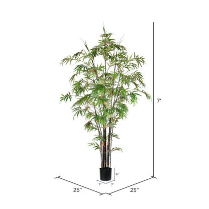 Vickerman 7' Artificial Potted Black Japanese Bamboo Tree.