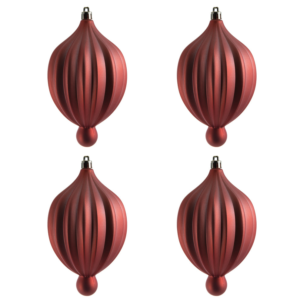 Vickerman 6.3" x 3.5"  Coral Matte Lantern Ornament with drilled and wired caps. Comes 4/bag.