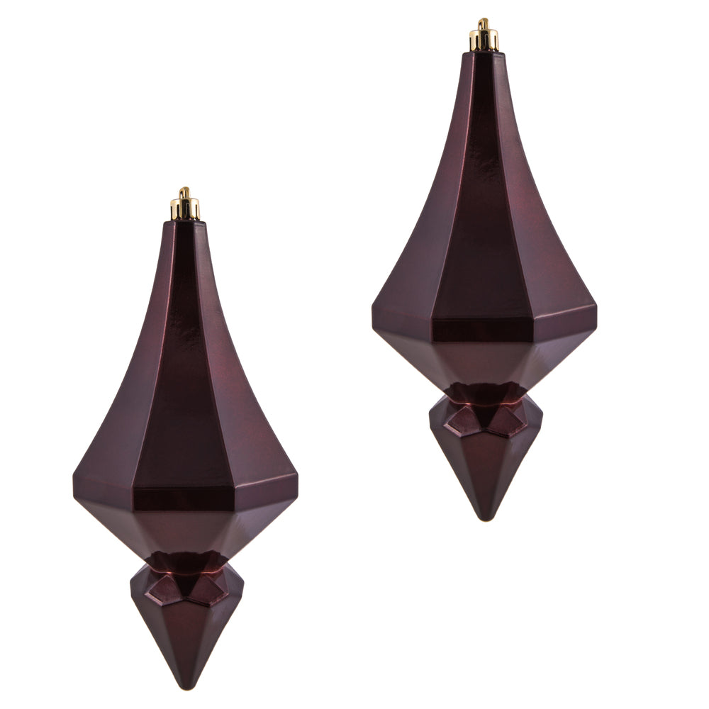 Vickerman 8" Burgundy Candy Finish Diamond Finial Ornament Pack of 2