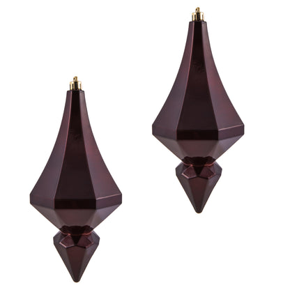 Vickerman 8" Burgundy Candy Finish Diamond Finial Ornament Pack of 2