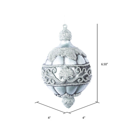 Vickerman 6.5" Limestone Antique Leaf Scroll Drop Christmas Ornament Pack of 3