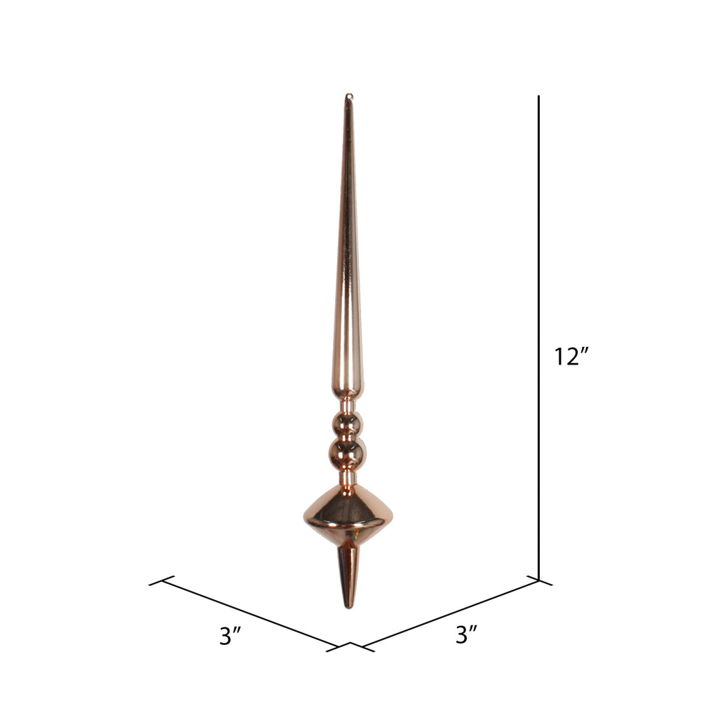 Vickerman 12" Rose Gold Shiny Cupola Finial Ornament Pack of 3