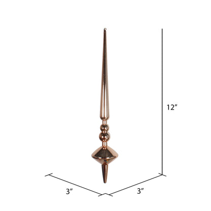 Vickerman 12" Rose Gold Shiny Cupola Finial Ornament Pack of 3