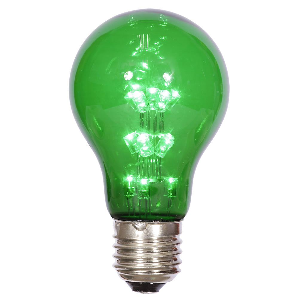 Vickerman A19 Green Transparent Glass LED Replacement Bulb