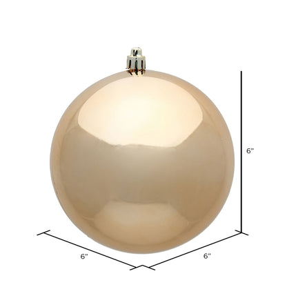 Vickerman 6" Café Latte Shiny Ball Ornament 4 per Bag