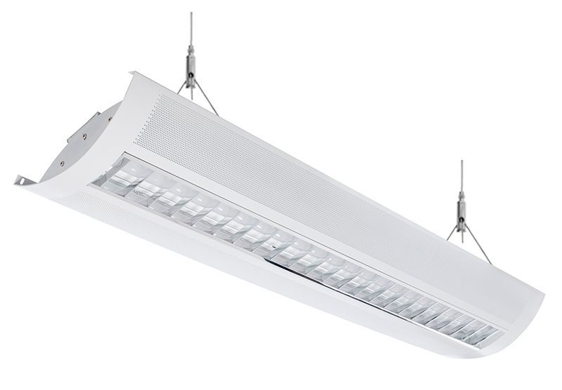 Westgate LED Parabolic Suspended Perf. Basket & Louver Up/Down Light, 120~277V, Commercial Indoor Lighting, 40W/20W, 4400 Lumens/2100 Lumens, 5000K, White Finish, 0~10V Dimmable