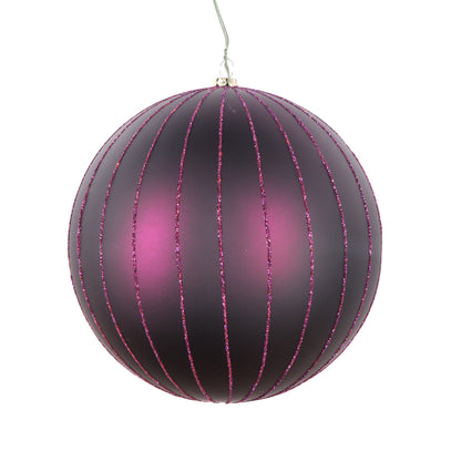 Vickerman 6" Plum Matte Glitter Ball Christmas Ornament 2 pieces per bag