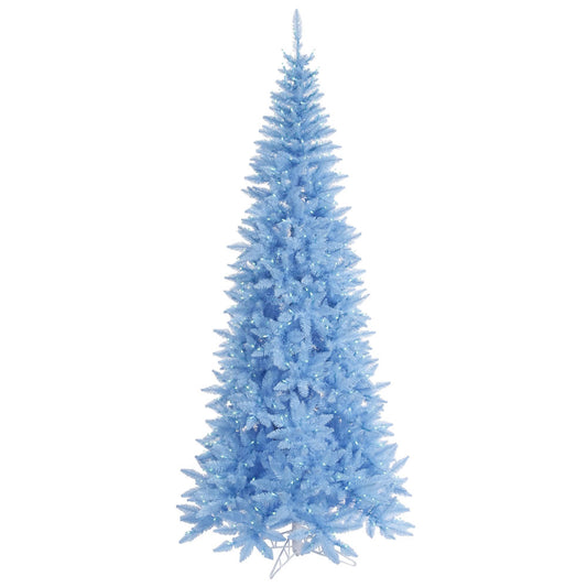 Vickerman 6.5' Sky Blue Fir Slim Artificial Christmas Tree Blue  Dura-lit LED Lights