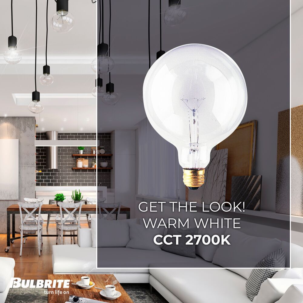 BULBRITE INCANDESCENT G40 MEDIUM SCREW (E26) 40W DIMMABLE LIGHT BULB 2700K/WARM WHITE 12PK (351040)