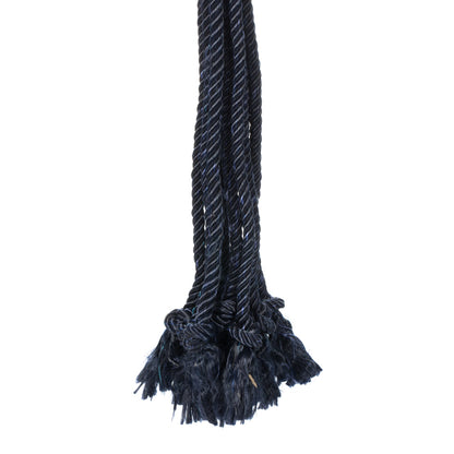 Vickerman 4.5" Terracotta Pot in Black Rope Hanger. This terracotta pot is cradled in a navy blue rope hanger. This pot incorporates great in modern decor. This pot measures 4.5 inches tall and 5.75 inches wide.   50% TERRACOTTA 50% POLYESTER
