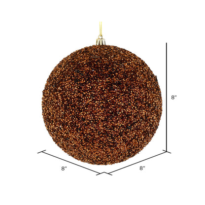 Vickerman 8" Mocha Beaded Ball Ornament 2 per Bag
