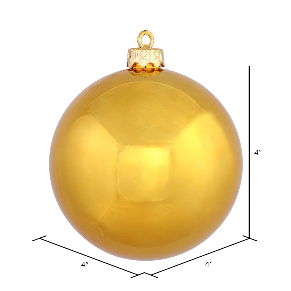 Vickerman 4" Antique Gold Shiny Ball Ornament 6 per Bag