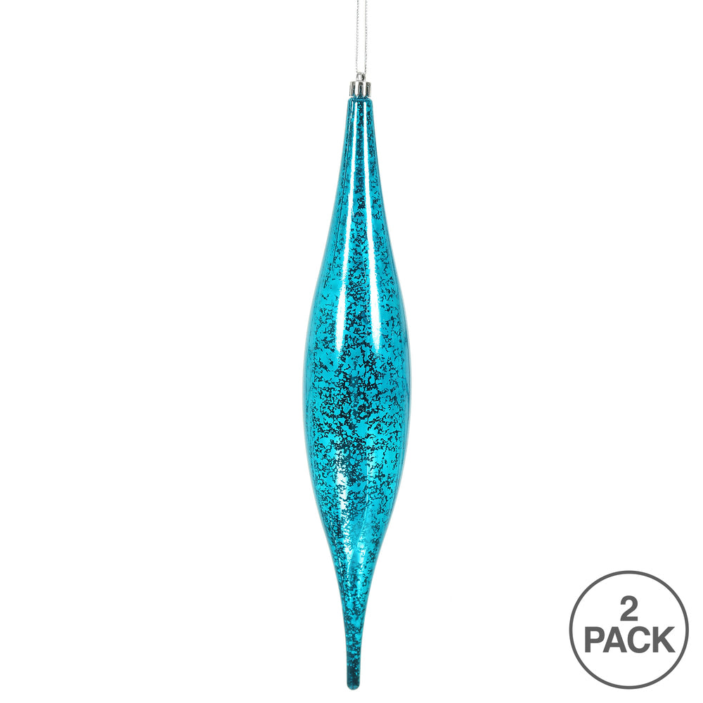 Vickerman 13" Turquoise Mercury Rain Drop Christmas Ornament Pack of 2