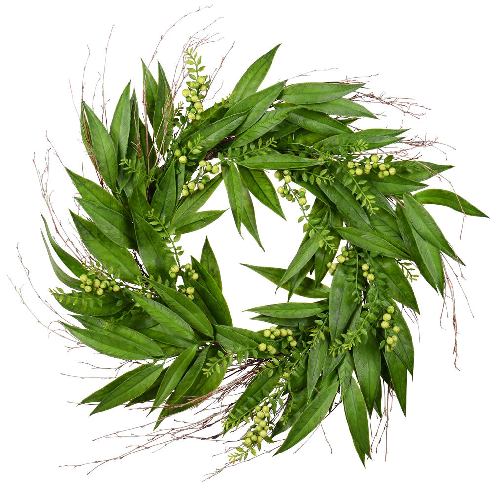 Vickerman 24" Artificial Green Willow Wreath.