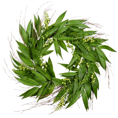 Vickerman 24" Artificial Green Willow Wreath.