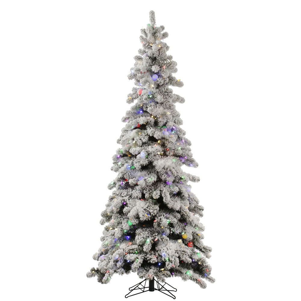 Vickerman 10' Medium Flocked Kodiak Spruce Artificial Christmas Tree Multi-Colored LED Lights