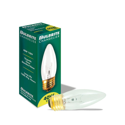 BULBRITE INCANDESCENT B10 MEDIUM SCREW (E26) 40W DIMMABLE LIGHT BULB 2700K/WARM WHITE 50PK (495040)