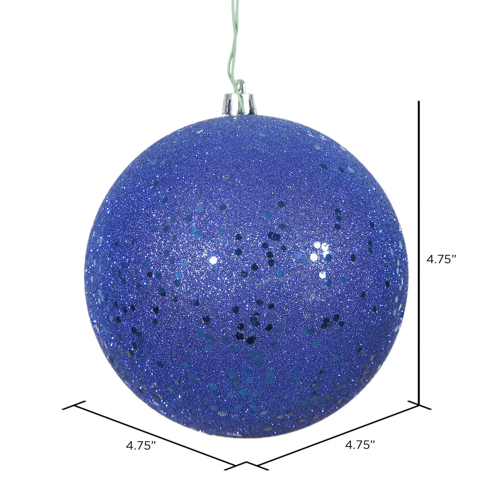 Vickerman 4.75" Coblt Blue Sequin Ball Ornament 4 per Bag