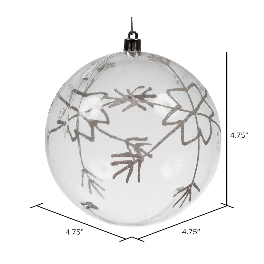 Vickerman 4.75" Clear Ball Ornament with White Glitter Swirl 4 per Box