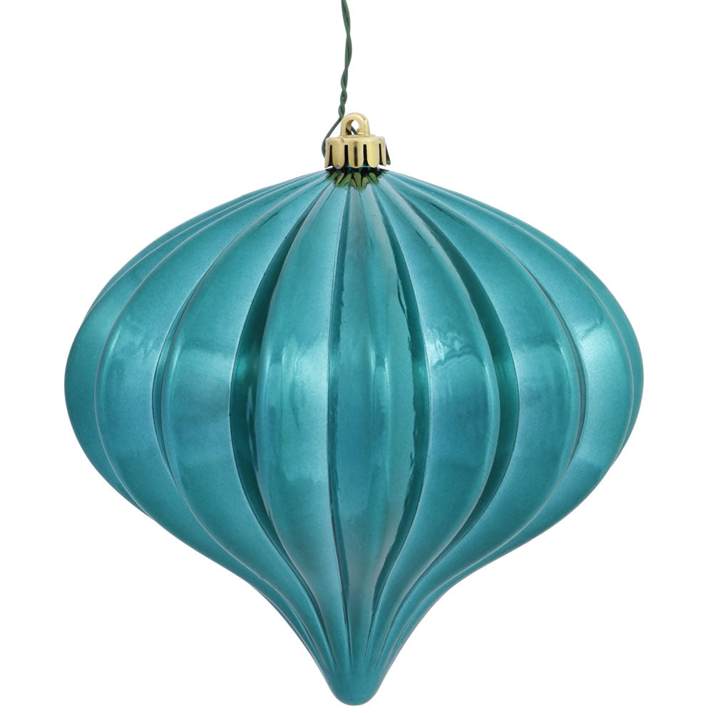 Vickerman 5.7" Teal Shiny Onion Christmas Ornament UV treated Set of 3