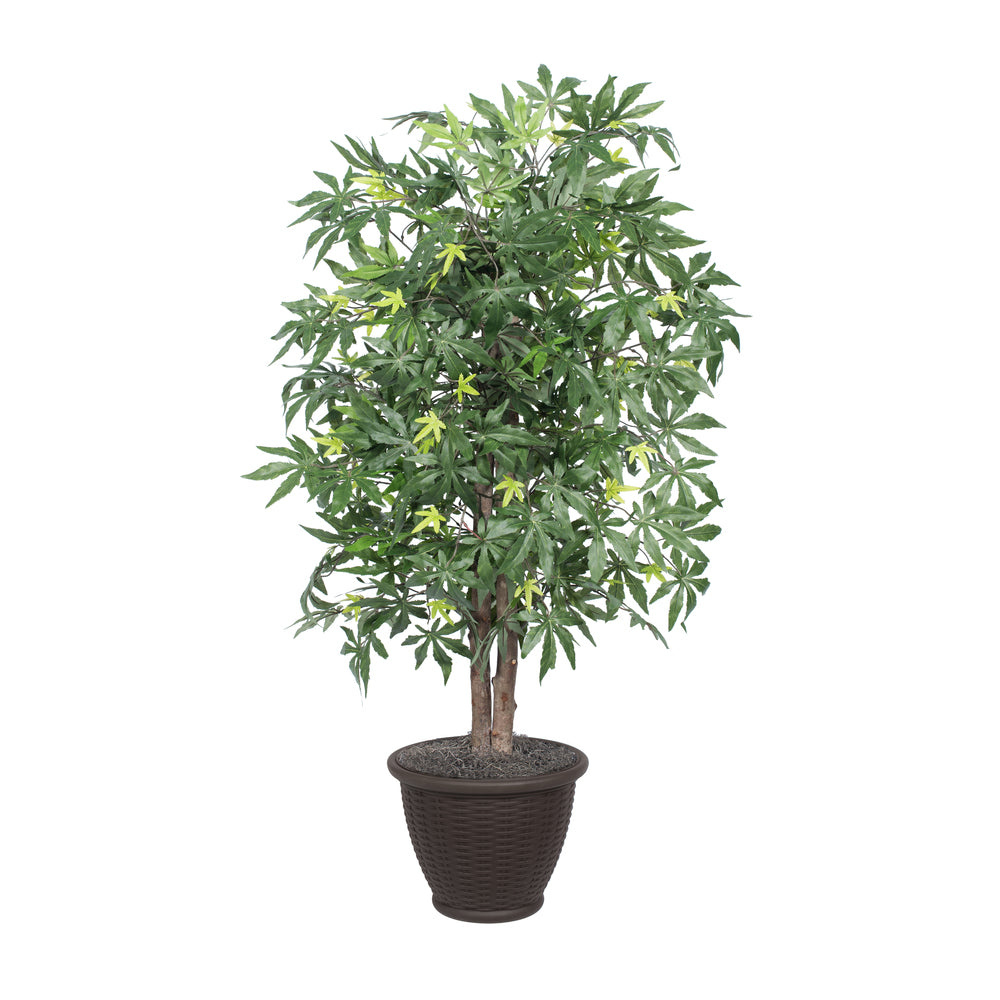 Vickerman 4' Artificial Japanese Maple Bush Brown Plastic Container.