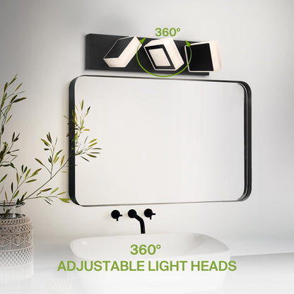 ASD Lighting LED Vanity 3-light 15W 120V with rotatable heads CCT Selectable 2700/3000/4000/5000/6000K Dimmable Black ETL