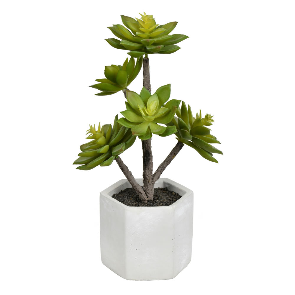 Vickerman Artificial 13"Succulent Cement Pot