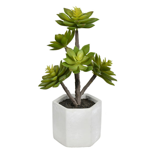 Vickerman Artificial 13"Succulent Cement Pot