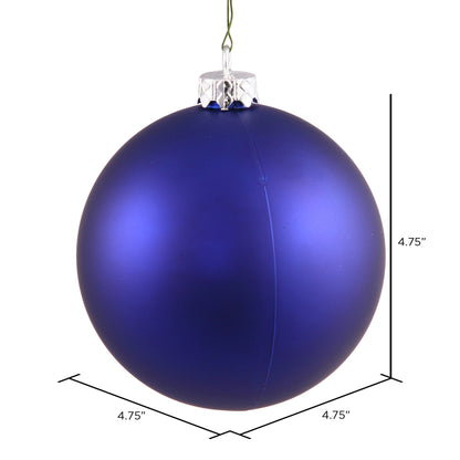 Vickerman 4.75" Cobalt Matte Ball Ornament 4 per Bag