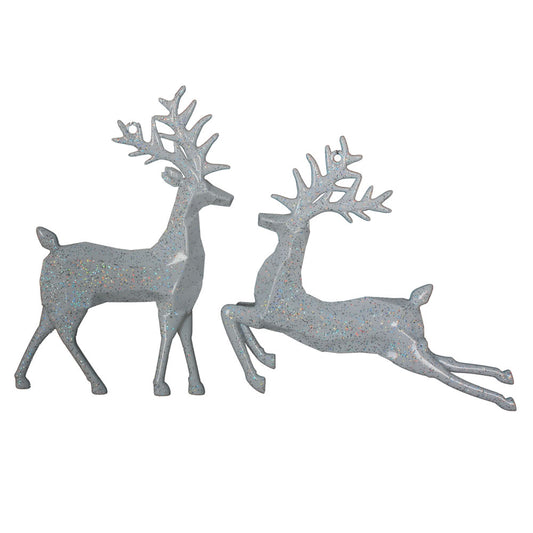 Vickerman 6" White Glitter Deer Christmas Ornament Set 6 per Bag