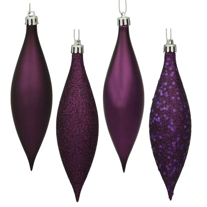Vickerman 5.5" Plum Finial Drop Christmas Ornament Assorted 4 Finish 8 per Pack
