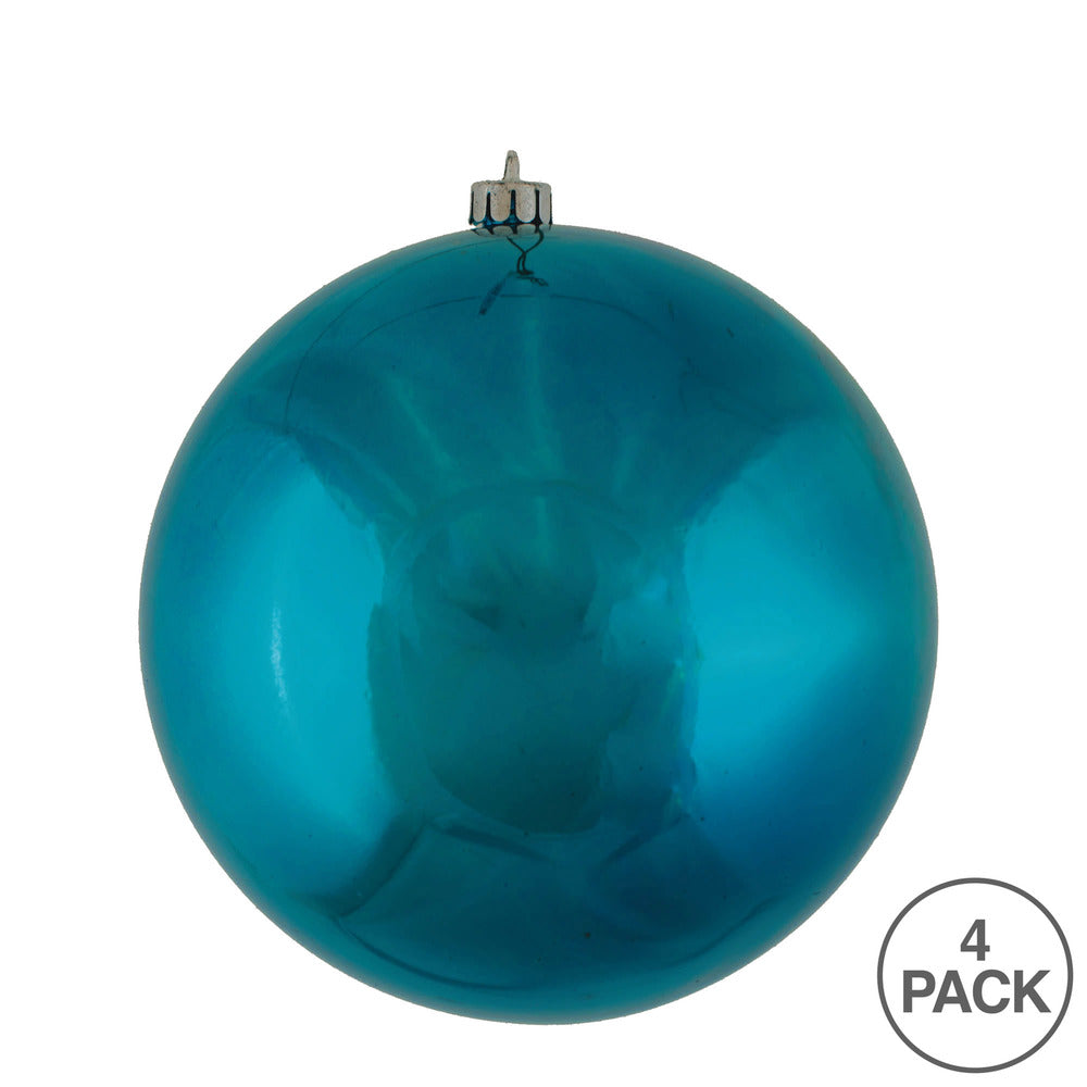 Vickerman 4.75" Sea Blue Shiny Ball Ornament 4 per Bag