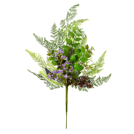 Vickerman 21.5" Artificial Green and Purple Maytime Spray. Includes 2 sprays per pack.
