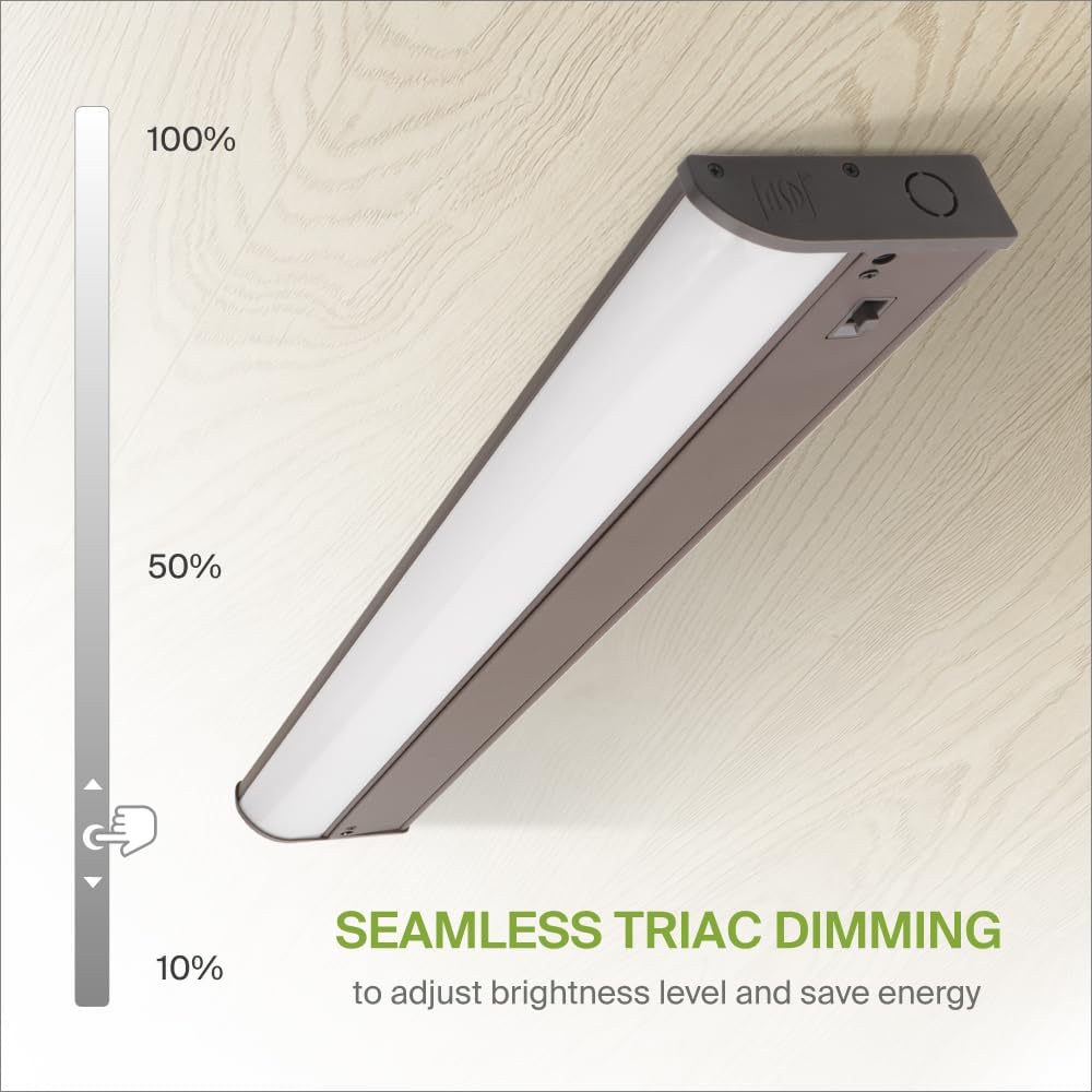 ASD Lighting LED Under Cabinet Bullnose 24" 12W 120V Dimmable CCT Selectable 3000/4000/5000K Hardwired, On/Off Switch, Oil Rubbed Bronze ETL Energy Star