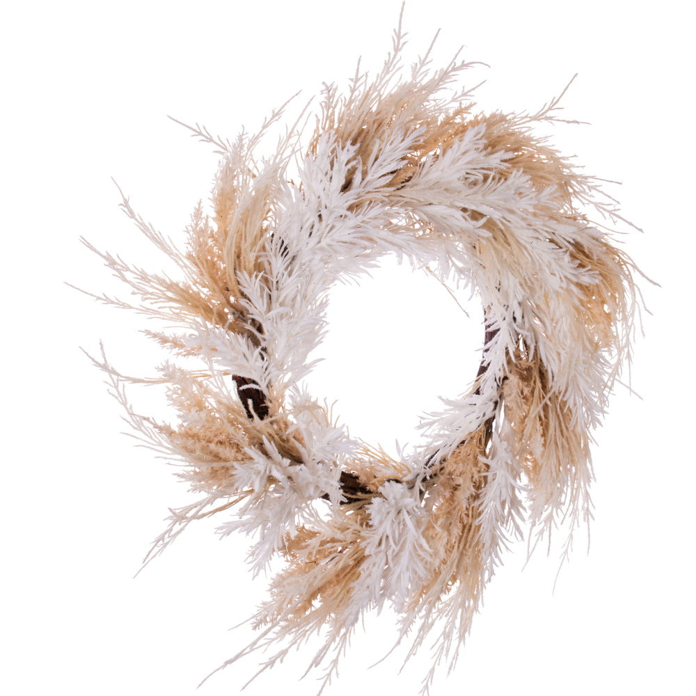 Vickerman 23.5" Beige Artificial Fern and Mini Leaves Wreath.