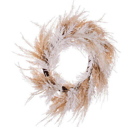 Vickerman 23.5" Beige Artificial Fern and Mini Leaves Wreath.